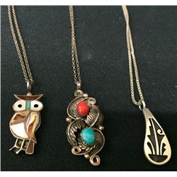 Group of 3 Sterling, Native Necklaces