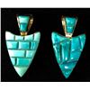 Image 1 : Pair of Turquoise Inlay Pendants