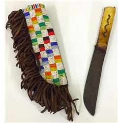 Beaded Knife Sheath with Knife