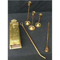 Antique Brass Candlestick Lot