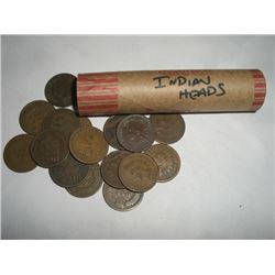 INDIAN HEAD PENNIES *FULL ROLL* 50 TOTAL *UNSEARCHED MIXED DATES & GRADES* ROLL CAME OUT OF SAFE!!