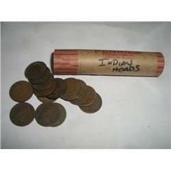 INDIAN HEAD PENNIES *FULL ROLL* 50 TOTAL *UNSEARCHED MIXED DATES & GRADES* ROLL CAME OUT OF SAFE!!