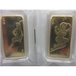 2 x .999 Gold Clad Pin Up Girl Bars