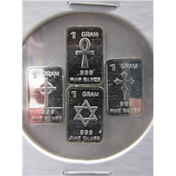 4 Silver Art bars - World Religious Symbols