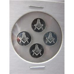 4 Silver Art rounds - Free Mason Symbol