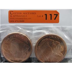 2 Fine Copper "Golden State Mint" Rounds