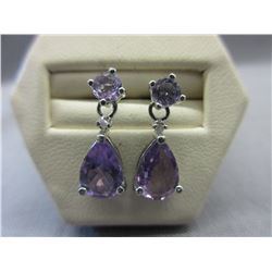 New - 2.53 CTW Amethyst & Diamond Earrings