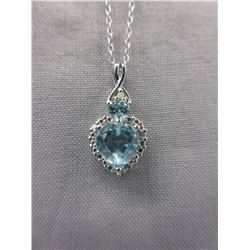 2.5 CTW Heart Cut Blue Topaz & Diamond Necklace