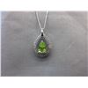 Image 1 : Pear Cut Peridot Necklace Set with 3 Diamonds