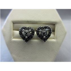 New - Black Diamond Studded Heart Earrings