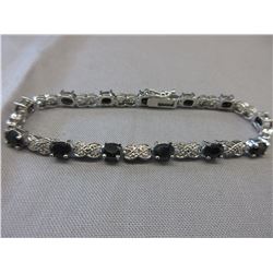 6+CTW Blue Sapphire & Diamond Tennis Bracelet