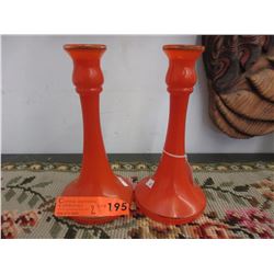Pair of "Fire King" candle holders