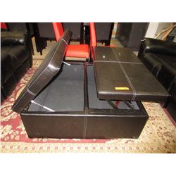 NEW - Oversized bonded leather ottoman