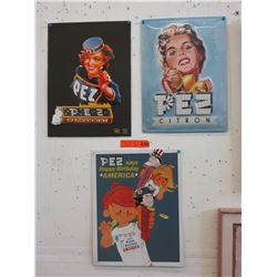 3 Tin "Pez" signs