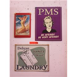 3 Tin signs of vintage images