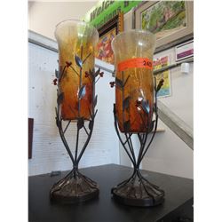 2 Large glass candle holders