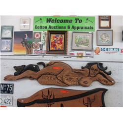 Carved wood wall plaque of a nude