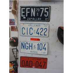 4 Foreign license plates - 1970's & 80's