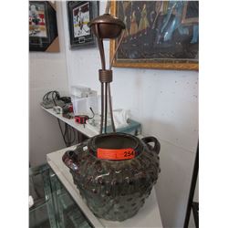 Drip glazed ceramic pot & oil lamp