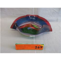 Signed & numbered art glass dish