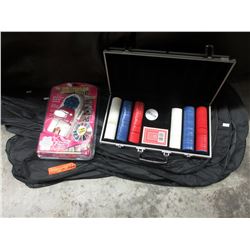 Hollywood Nails, poker set & child's guitar cases