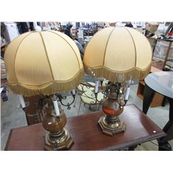 2 Large wood table lamps with shades - used