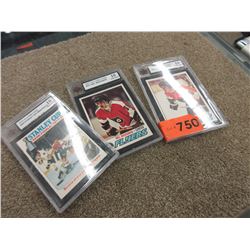 3 Graded 1977-79 O-Pee-Chee hockey cards