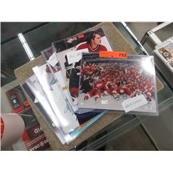6 Autographed hockey photo's