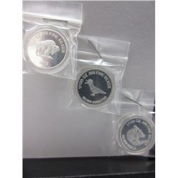 3 Silver Australia Mint Rounds - 1/10th oz. each