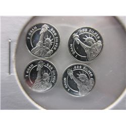4 Silver "Statue of Liberty" Rounds - 1 Gram each
