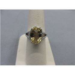 6 CT Checkerboard Oval Citrine Ring