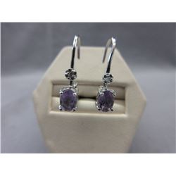 New - Amethyst & Diamond Lever Back Earrings