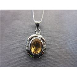 Bezel Set Citrine Necklace Set With 2 Diamonds