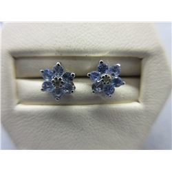 New - Tanzanite & Diamond Flower Earrings