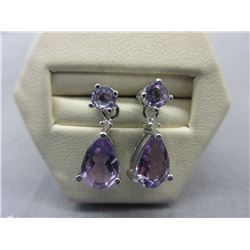 New - Amethyst & Diamond Drop Dangle Earrings