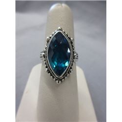 Checkerboard Cut 3.40 Blue Topaz Ring