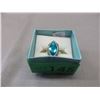 Image 2 : Checkerboard Cut 3.40 Blue Topaz Ring