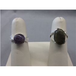 2 Custom Made Silver Gemstone Rings