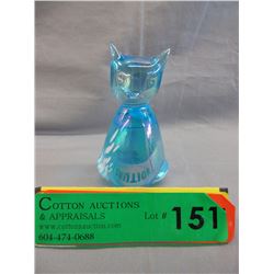 Blue art glass cat figurine