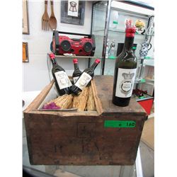 "Nath. Johnston & Sons" Bordeaux wine & crate