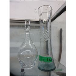 Crystal vase & signed decanter