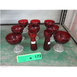 10 Vintage "Ruby Glass" pieces