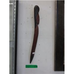 Wood "Feather" carving of Salish man