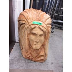 Chainsaw carving of an Indian Chief