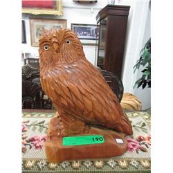 Wood carving of an owl