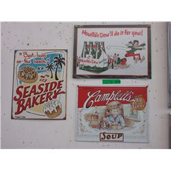 3 Tin signs with vintage images - replica's