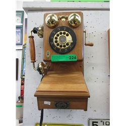 Wood push button wall phone - replica