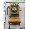 Image 1 : Wood push button wall phone - replica