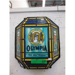Electric Olympia plastic beer sign