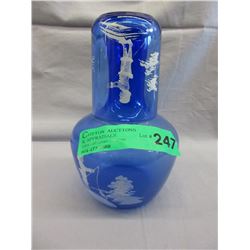 Vintage Mary Gregory cobalt blue glass decanter